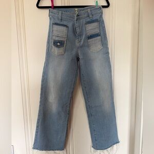 7 For All Mankind Alexa Cropped Light Blue Flare Jeans